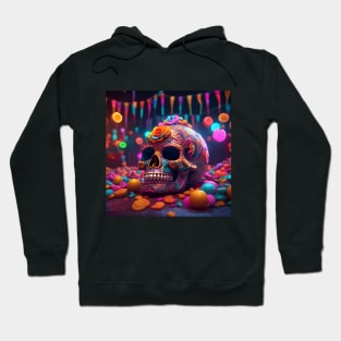 Colorful Flower Pattern on Skull Hoodie